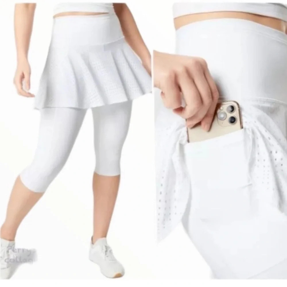 Athleta A-Game 2-IN-1 Crop White Skort Size Small